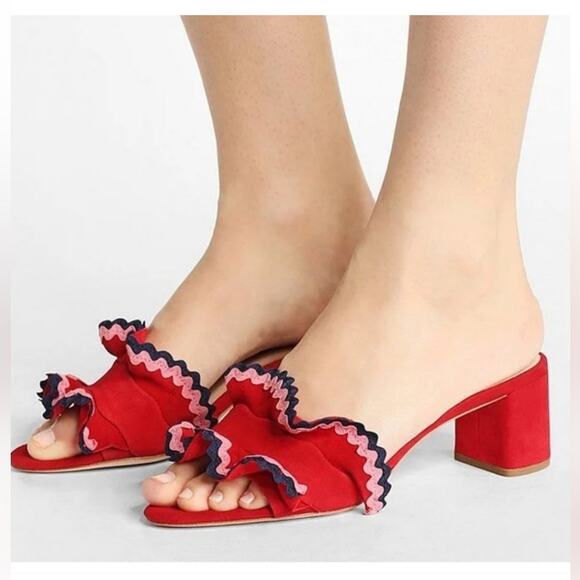 Loeffler Randall Vera Suede Ric Rac Slide Sandals 9.5 - Picture 2 of 11